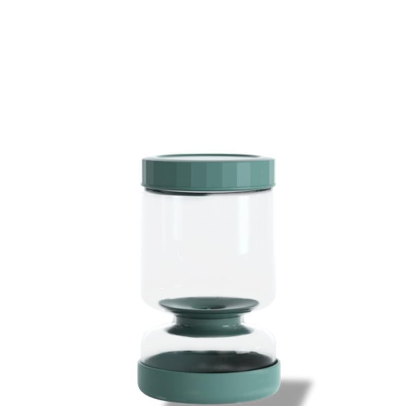 Genicook Flip-Over Dual-Part Glass Pickle Jar - Mess-Free Serving & Food Preservation in Hand Blown Glass