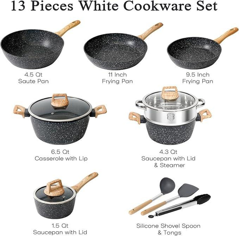 SODAY 17-Piece Non-Stick Granite Cookware Set - Induction Ready Pots, Pans & Steamer for Effortless Cooking