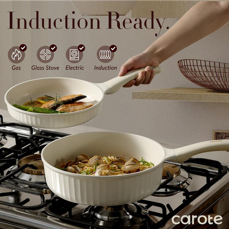 CAROTE 12-Piece Nonstick Cookware Set - Healthy Induction Pots and Pans, PFOS & PFOA Free